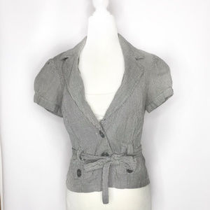 Forever 21 Pinstriped Belt Shirt